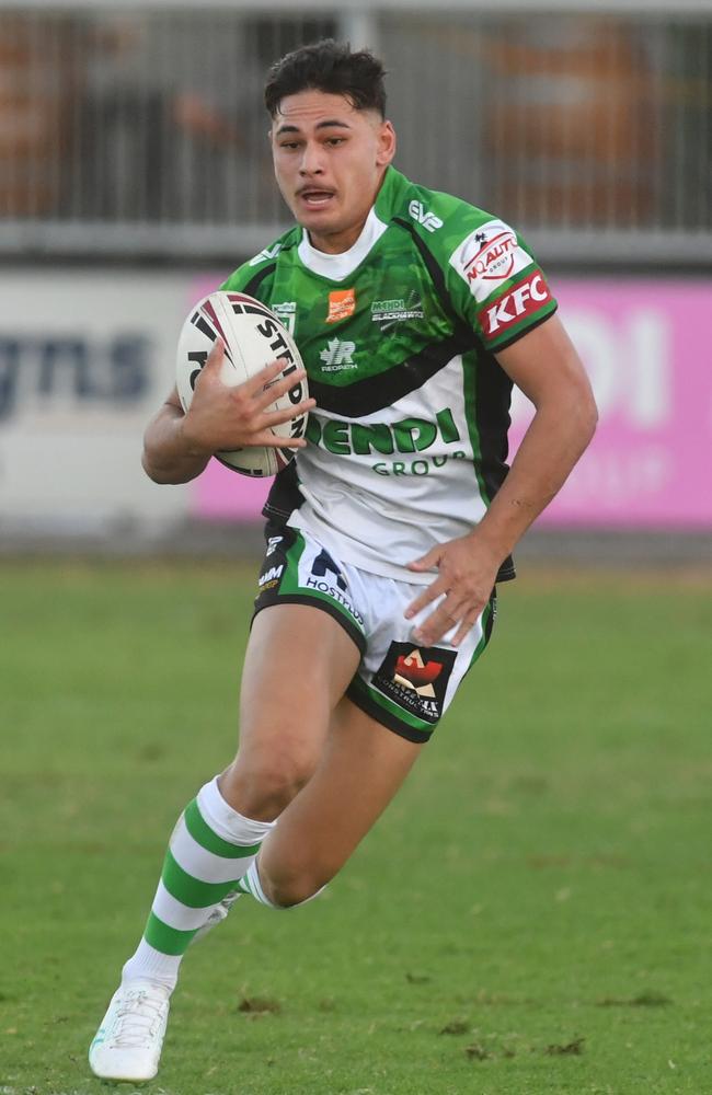 Townsville Blackhawks against the CQ Capras at Jack Manski Oval. Blackhawks Lennix Tovo. Picture: Evan Morgan