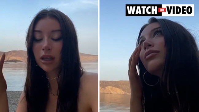 Mikaela Testa cries on Mykonos beach following split