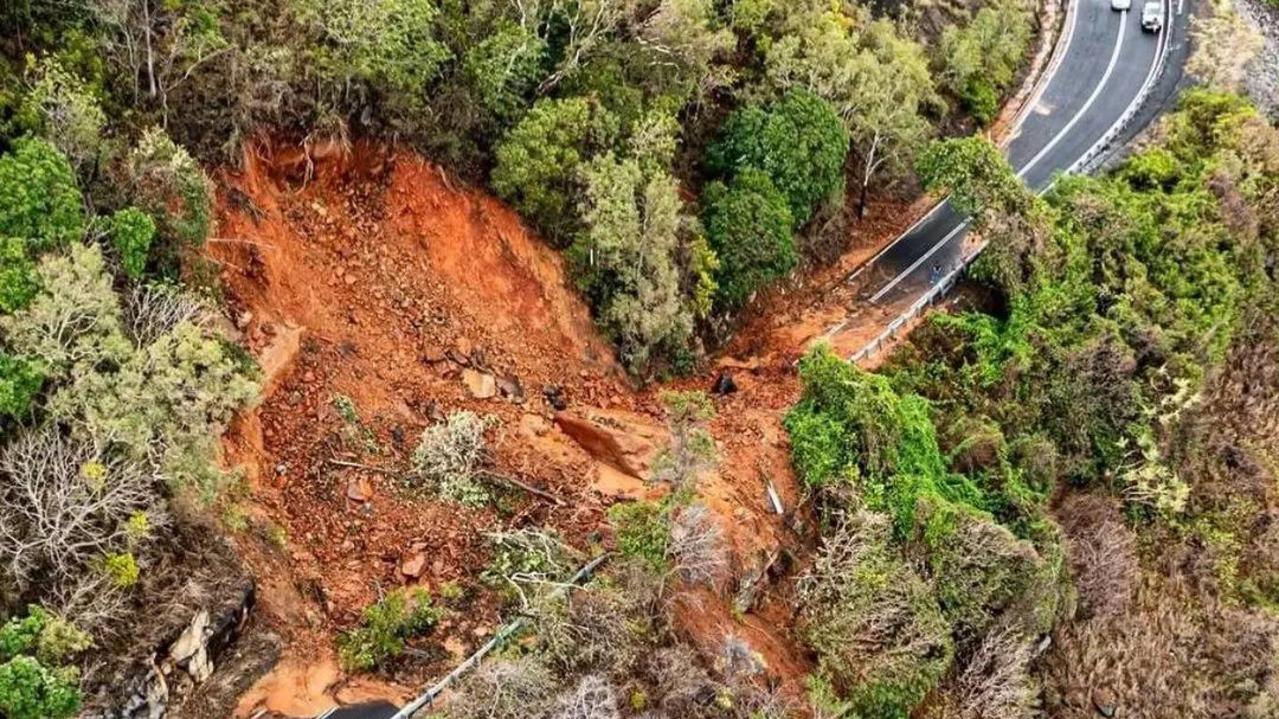 A spectacular landslide on the Captain Cook Highway near Oak Beach. Picture: Supplied