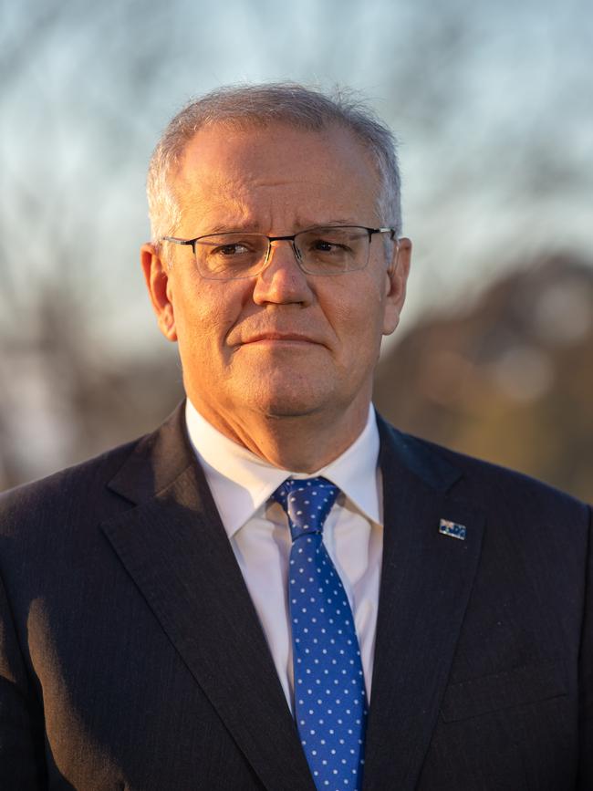 Scott Morrison on election day. Picture: Jason Edwards