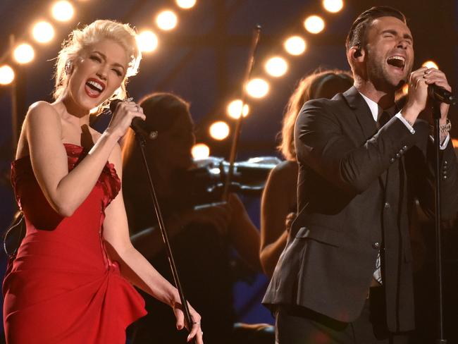 Giving it some heart ... Gwen Stefani and Adam Levine. Picture: John Shearer/Invision/AP