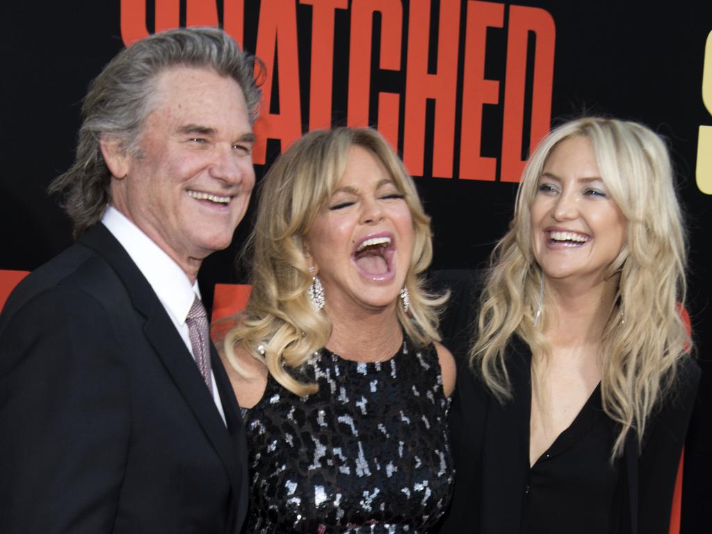 Kate Hudson  with her mum Goldie Hawn and stepfather Kurt Russell.