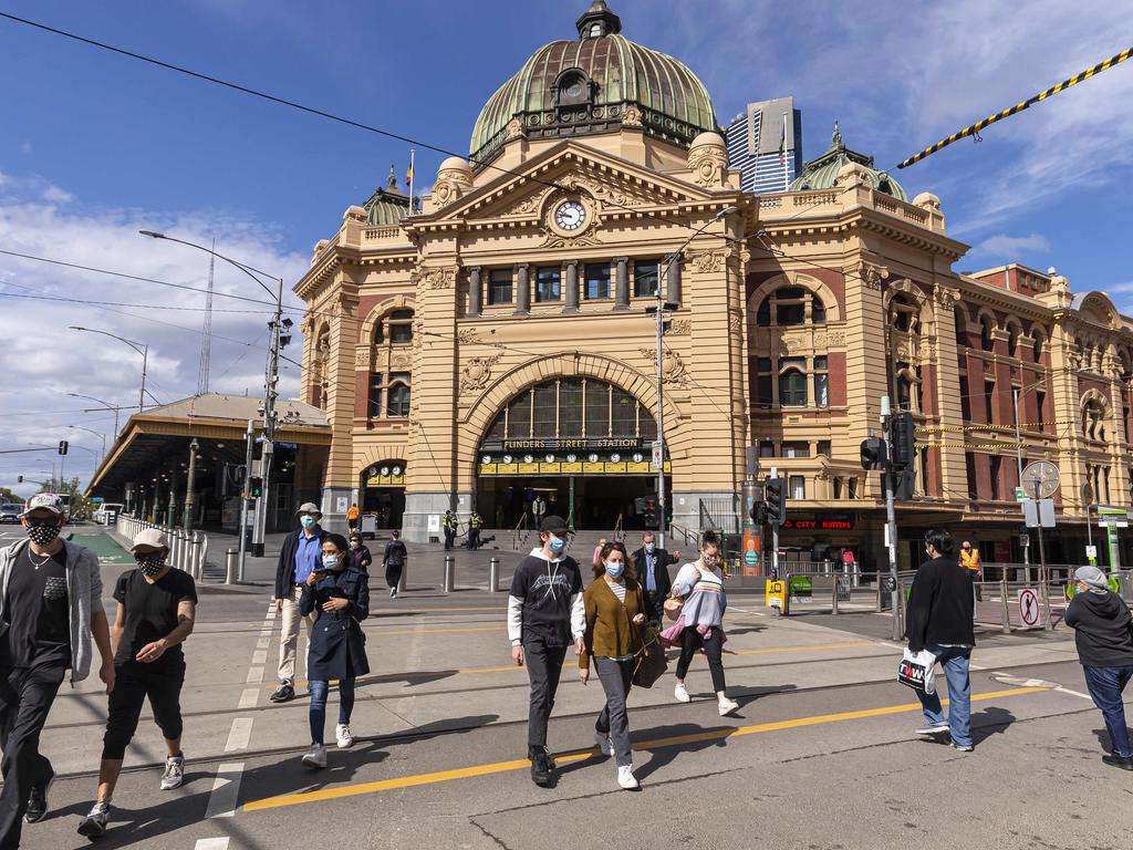 Melbourne’s CBD has struggled after months of lockdowns, with many businesses shut and city workers still working from their homes. Picture: Daniel Pockett