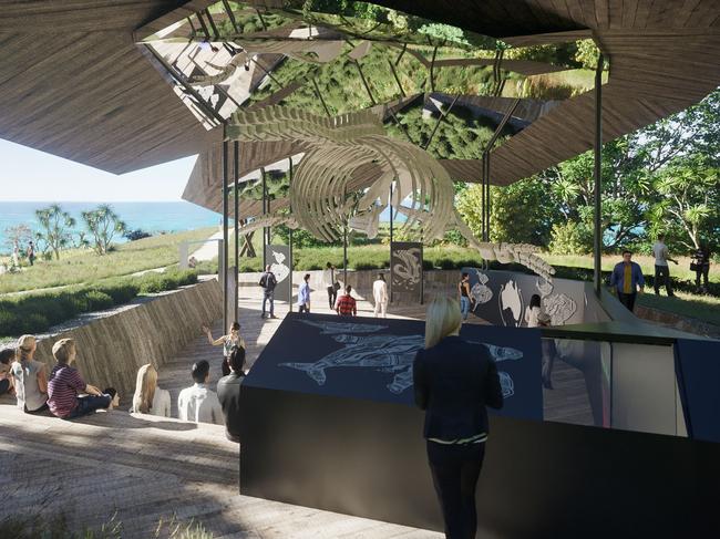 An artist’s impression of the whale interpretive centre, Yalingbila Bibula, or Whale on the Hill.