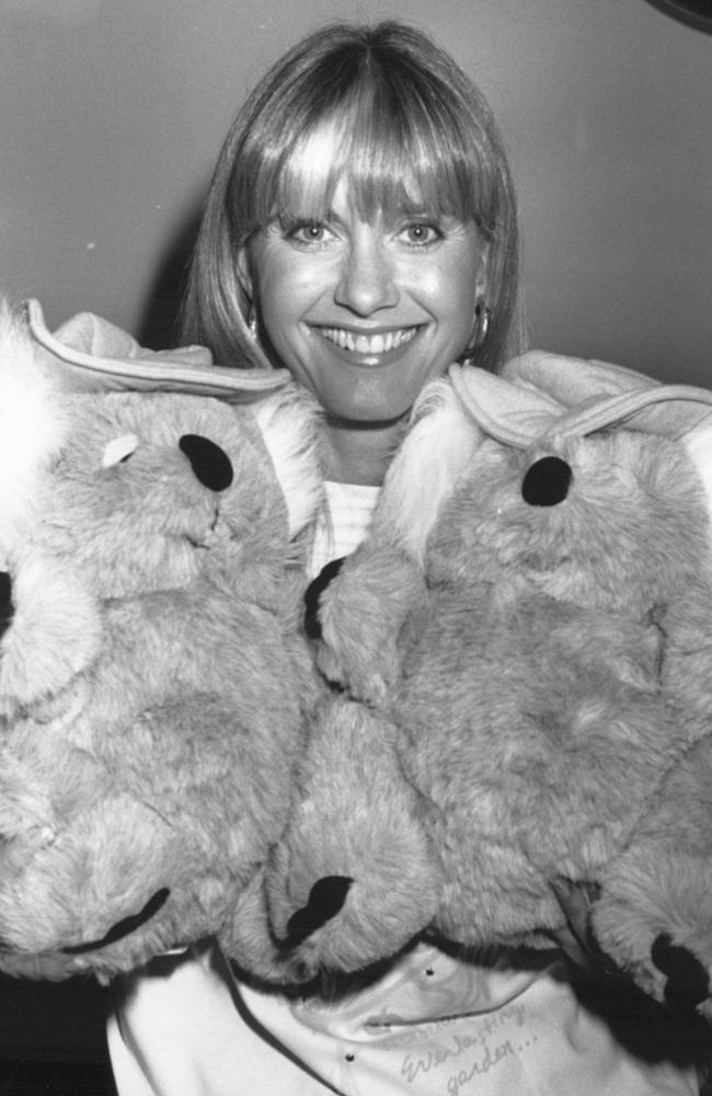 Olivia Newton-John brought along some furry friends to launch her first Koala Blue store in Australia in 1990.