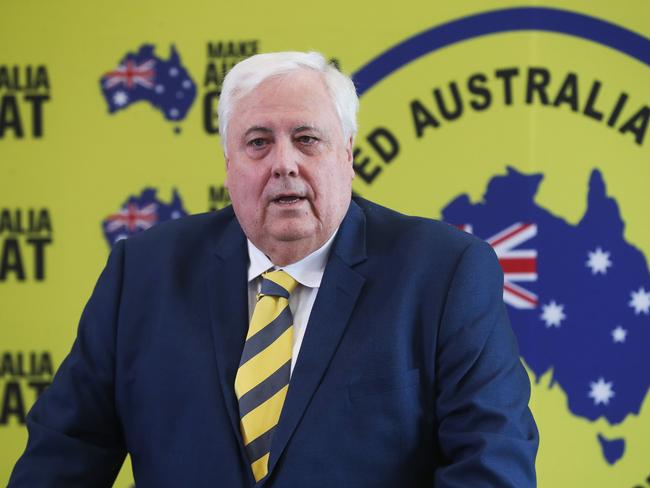 Clive Palmer’s legal team will argue that only first preference votes should be counted before 9.30pm. Picture: Nikki Davis-Jones