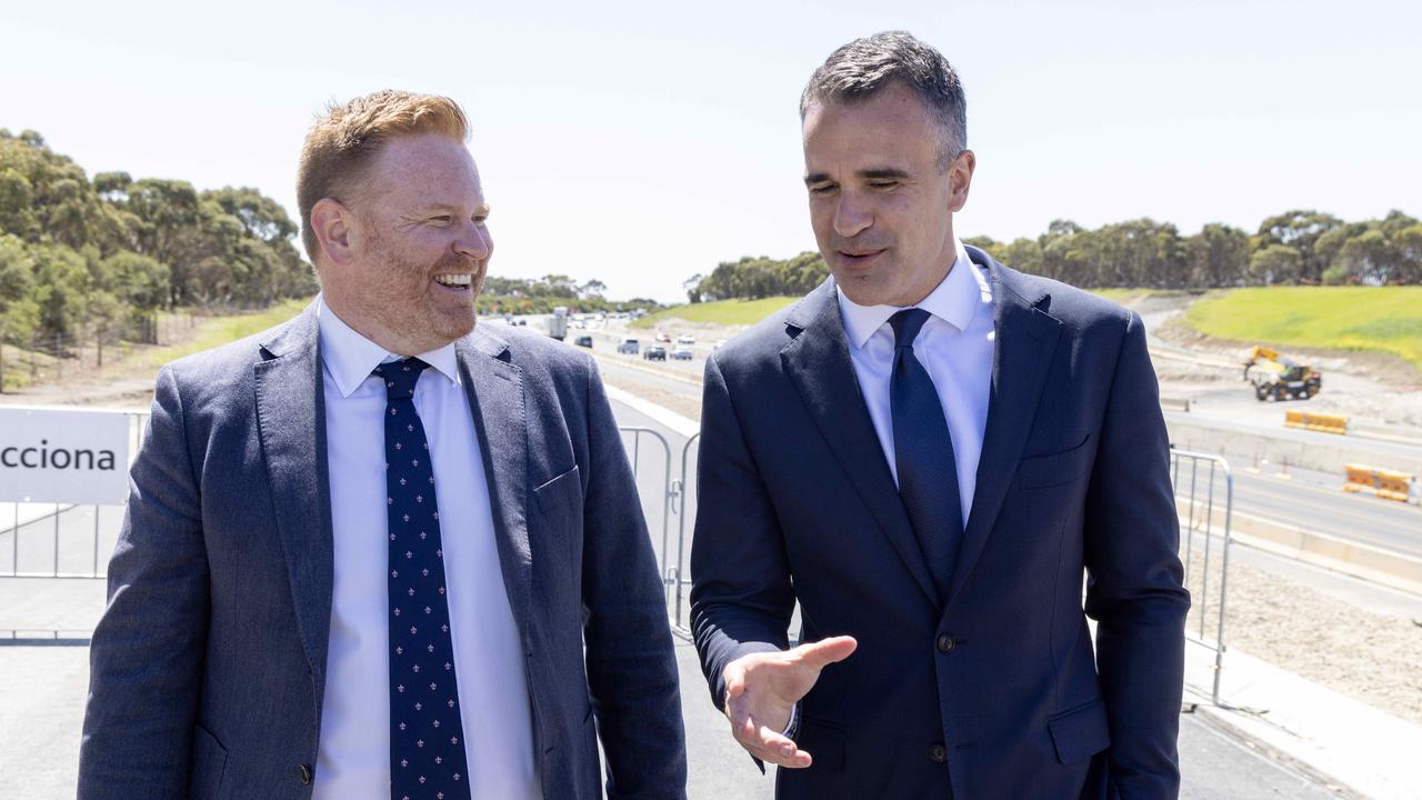 Premier Peter Malinauskas with Labor's candidate for Black, Alex Dighton. Picture: Kelly Barnes