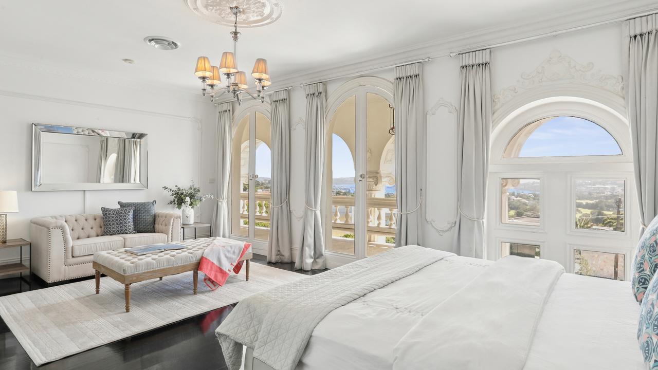 One of the seven bedrooms.