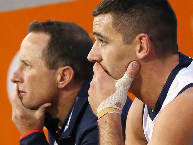 Adelaide coach Don Pyke and captain Walker left searching for answers. Picture: Michael Klein