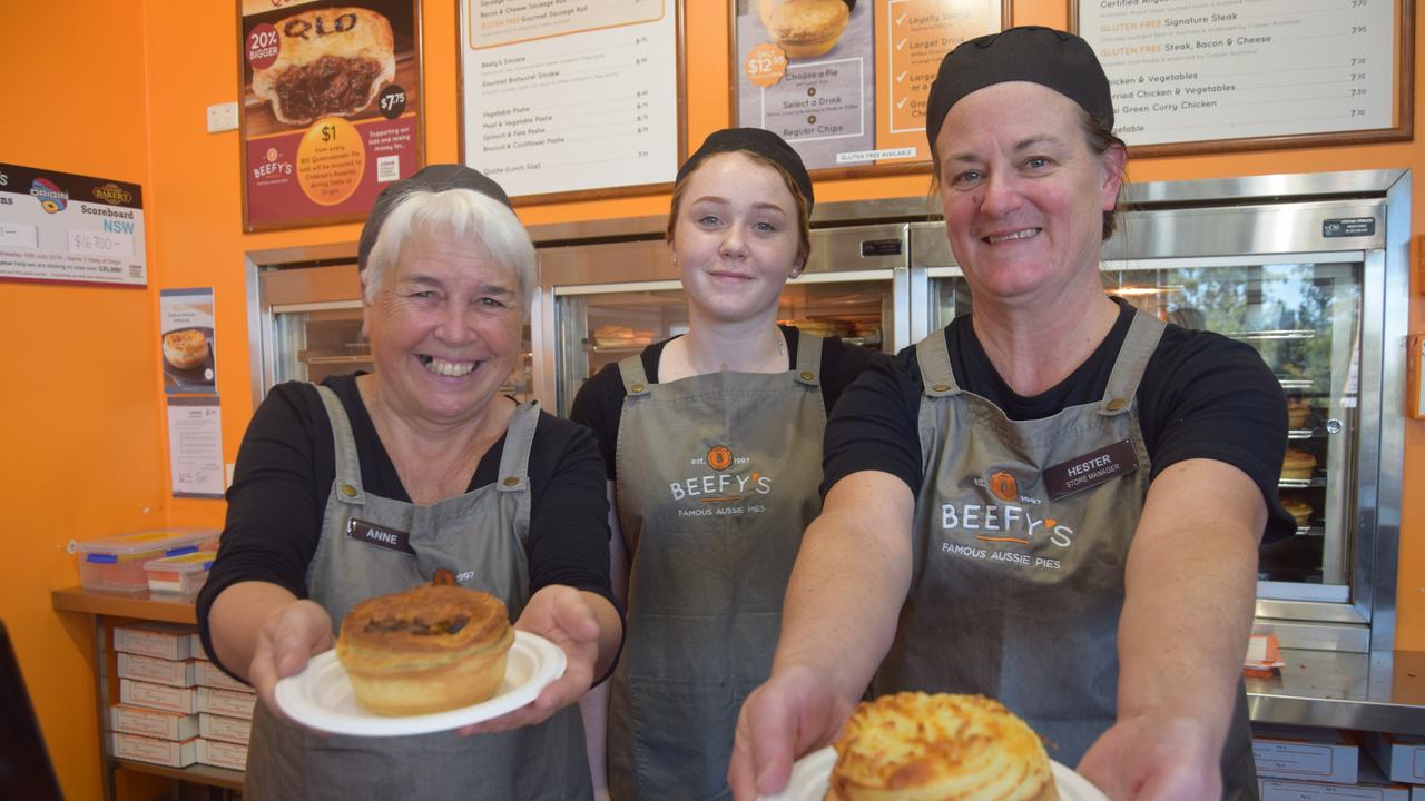 Beefy's Pies team members Anne Stevens, Kiara Dowdle, and Hester Moore.