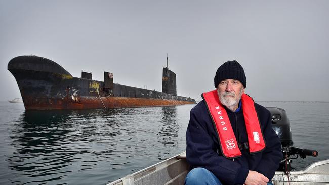 Western Port Oberon Association president Max Bryant wants to save ex-HMAS Otama from being towed and cut down. Picture: Nicki Connolly