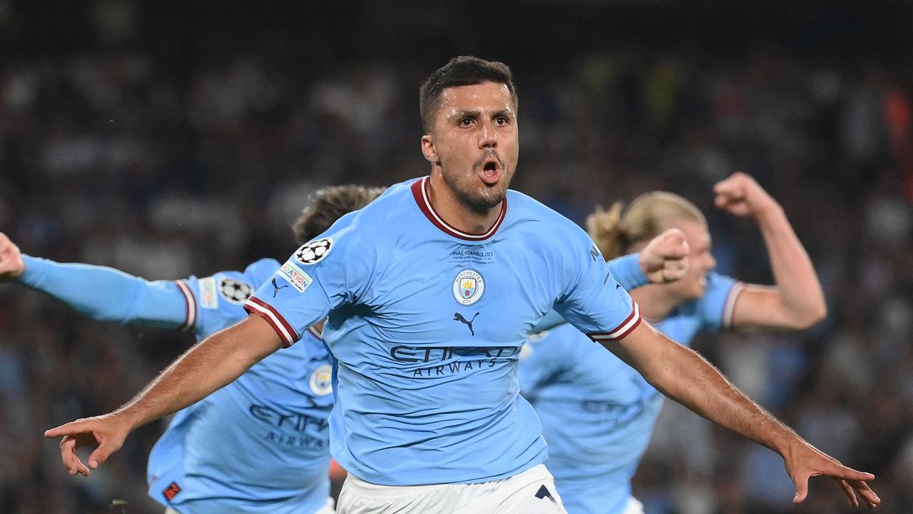 Rodri celebrates. Photo by FRANCK FIFE / AFP.