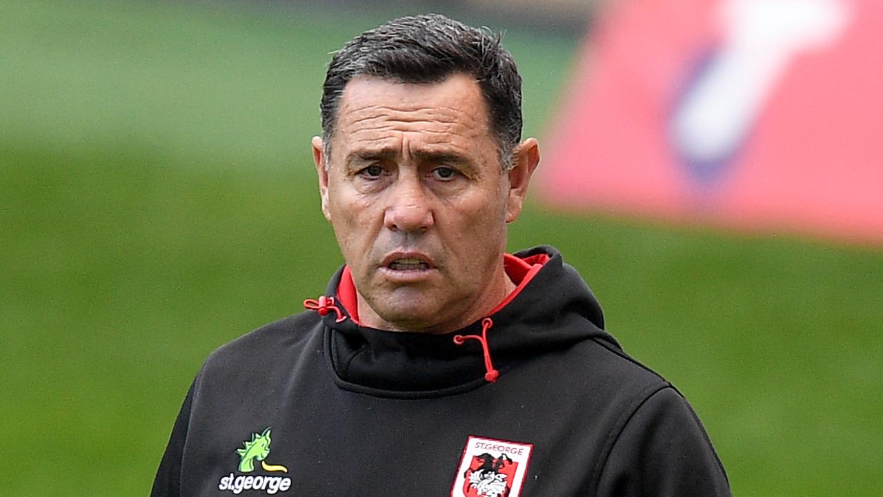 Dragons assistant coach Shane Flanagan looks on during the warm-up ahead of the Round 4 NRL match between the Canterbury-Bankstown Bulldogs and the St George Illawarra Dragons at Bankwest Stadium in Sydney, Monday, June 8, 2020. (AAP Image/Dan Himbrechts)