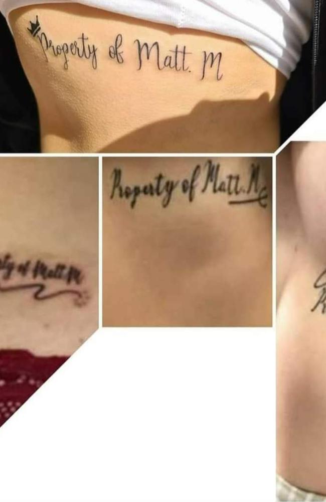 Posts taken from the Facebook page of Matthew Markcrow, depicting the tattoos in question.