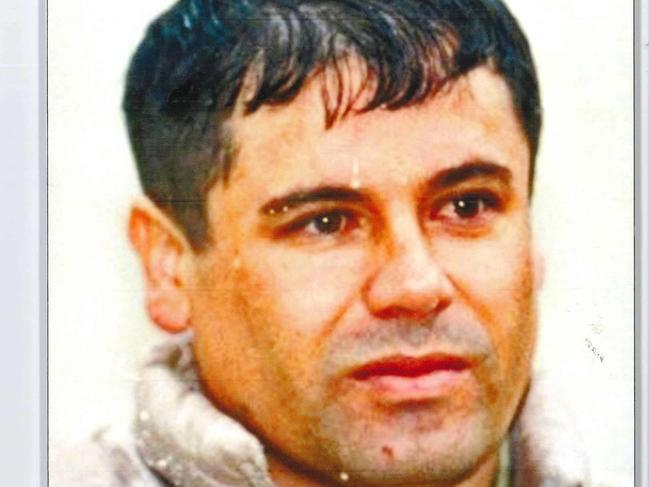 A photo of El Chapo was shown to the jury during his trial. Picture: AFP