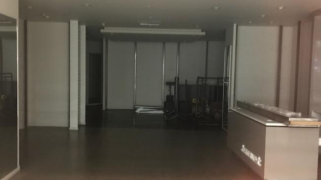 Empty shelves at one shops in the Myer Centre. Picture: Glen Norris