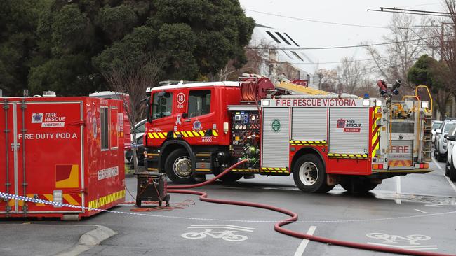 Emergency services received several calls for a house fire in Werribee with reports of two children inside this morning. Picture: David Crosling