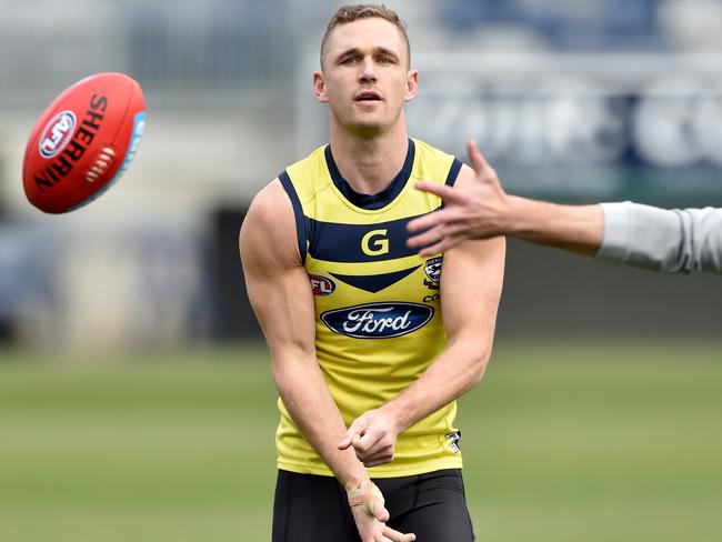 Joel Selwood at Geelong Cats training at Simonds Stadium.