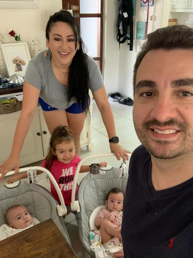 Bill and Cristal Tsouvalas are stranded with their three children in South Africa and are trying to get home for surgery for baby Penelope, who was born with a whole in her heart. Picture: Supplied