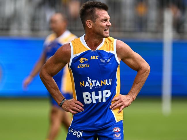 PERTH, AUSTRALIA - MARCH 26: Ben Cousins at the curtain raiser during the 2023 AFL Round 02 match between the West Coast Eagles and the GWS Giants at Optus Stadium on March 26, 2023 in Perth, Australia. (Photo by Daniel Carson/AFL Photos via Getty Images)