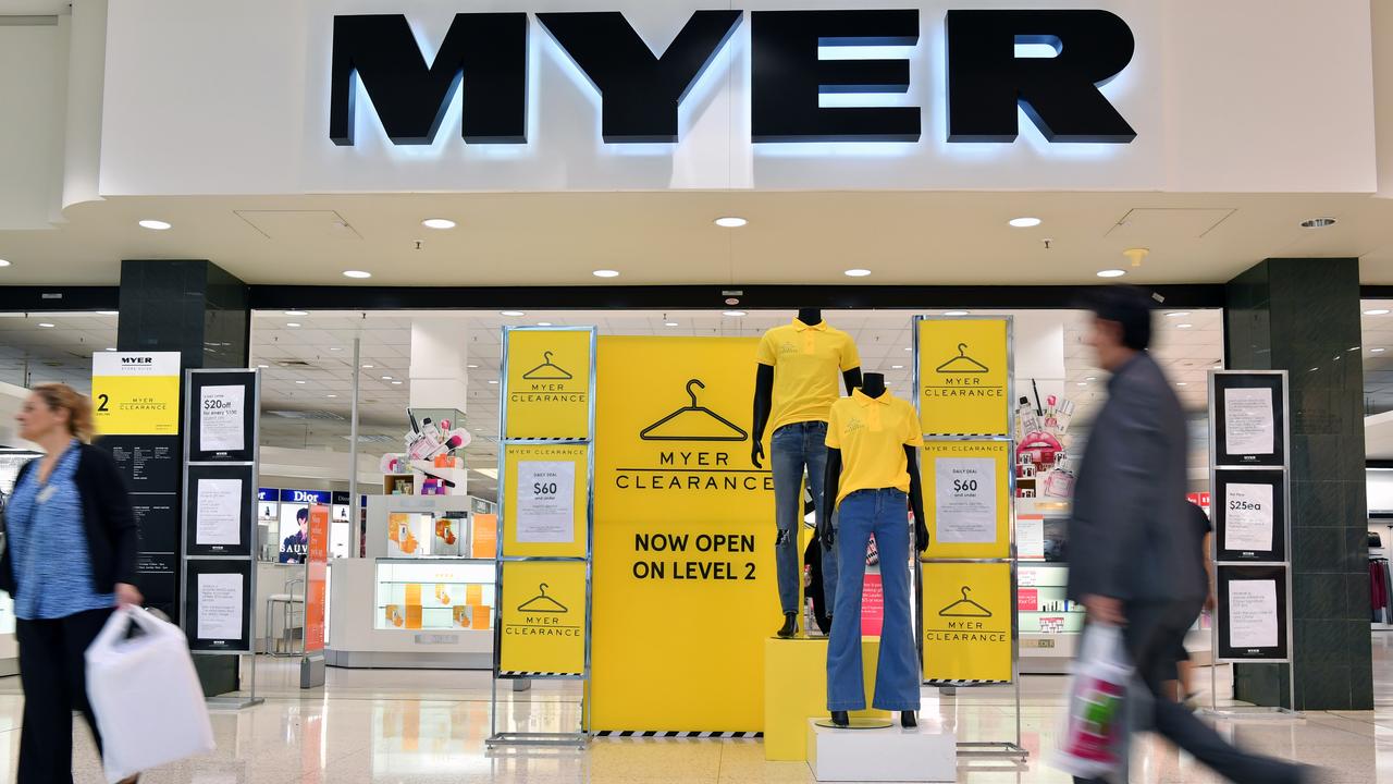 Myer will close across the country on Sunday. Picture: AAP Image/Joel Carrett)