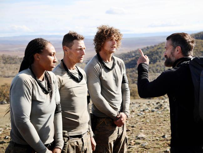 Merrick Watts with Sabrina Frederick and Nick 'Honey Badger' Cummins in the 2020 series of SAS: Australia. Picture: Nigel Wright