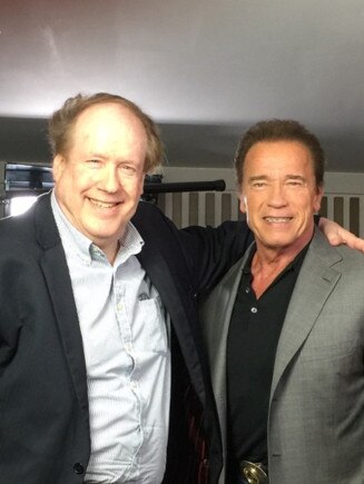 Leon Byner with friend Arnold Schwarzenegger Picture: Supplied