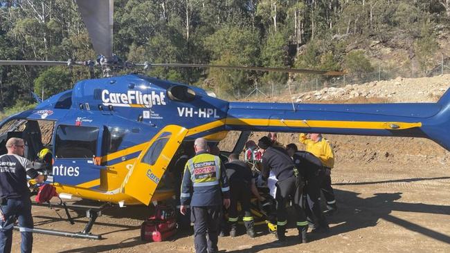 A 13-year-old boy was almost killed in a horror mountain bike crash as safety measures are now being questioned at a northern Sydney track. Supplied: CareFlight