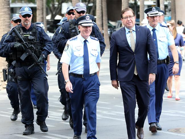 Troy Grant with Police Commissioner Mick Fuller.