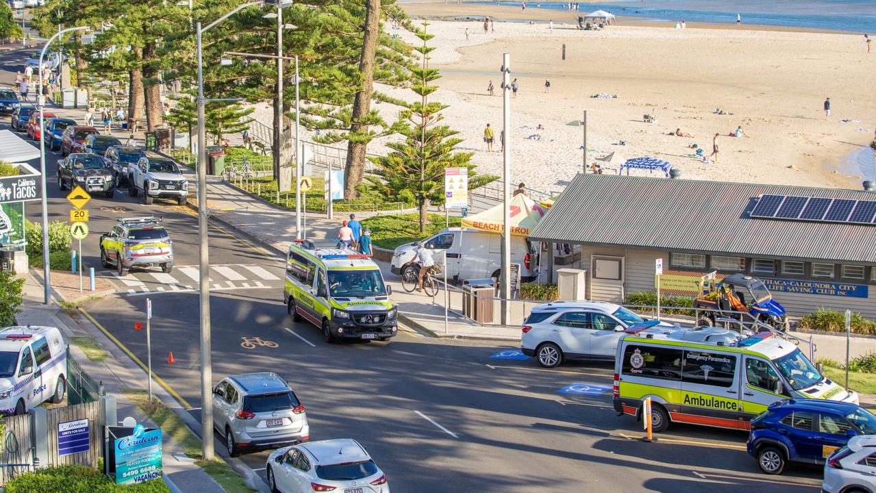 A young woman has died after an incident at Bulcock Beach on Sunday afternoon. Emergency services in attendance at Bulcock Beach. Picture: Supplied