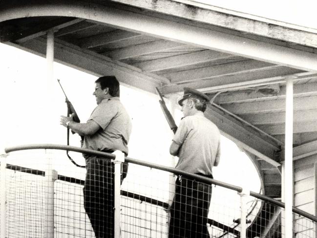 Prison guards at Boggo Road Jail in 1988. File picture