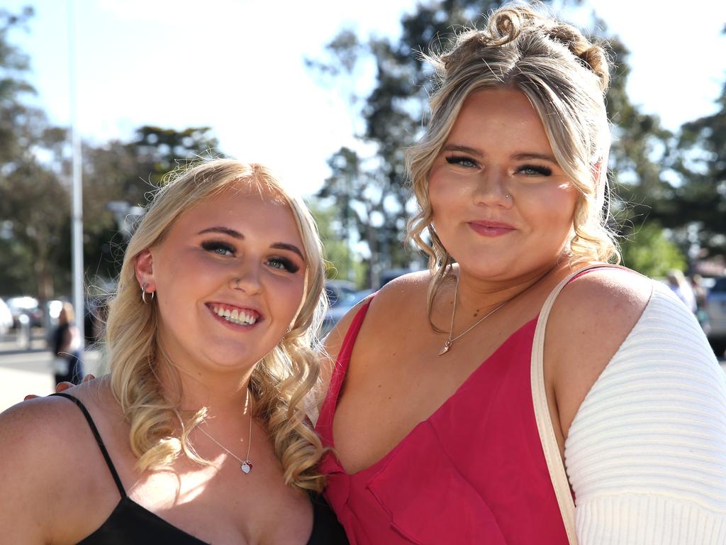 Geelong High graduation at GMHBA Stadium. Saije Osler and Tylah Thompson-Boyd. Picture: Mike Dugdale