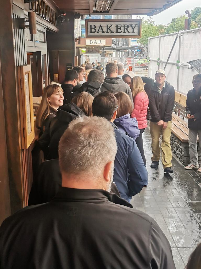 Lines are long but it's worth it. It takes about 20 minutes all up, including getting your burger(s). Picture: news.com.au