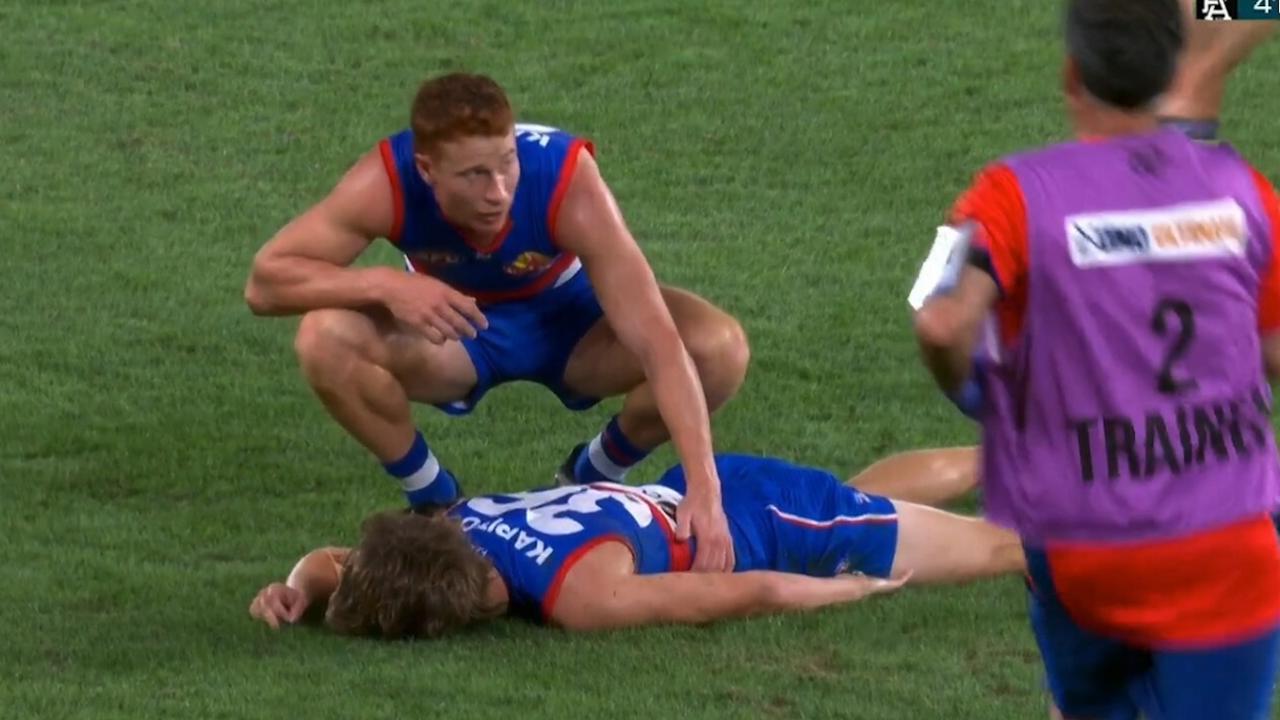 ‘Oh my god’: Sickening collision rocks AFL