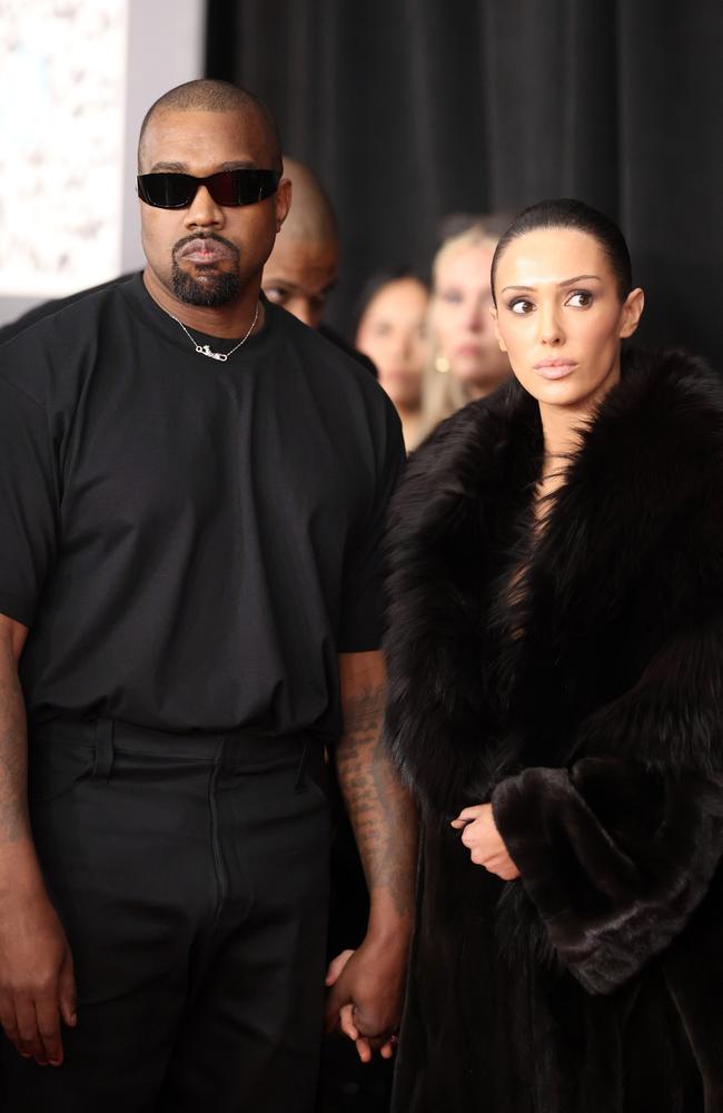 Kanye West and Bianca Censori arriving at the Grammys before their naked stunt. Picture: Getty Images