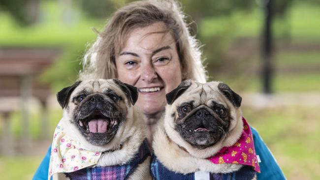 Rita Faulks wanted to create local and healthy pet treats for her pugs Mai and Charlie and will open Charlie and Mia's Barkery’s official store in the coming weeks. Monday, May 23, 2022. Picture: Nev Madsen.