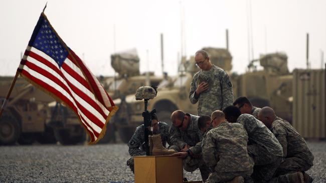 US army officers with the 101st Airborne Division at Combat Outpost Terra Nova on the outskirts of the Arghandab Valley's Jellawar village.