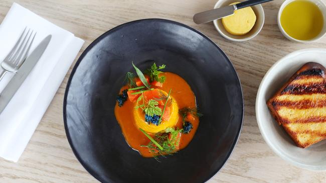 The ethereal, pretty-as-a-picture carrot souffle. Picture: Rebecca Michael