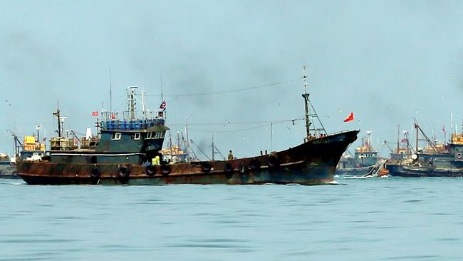 Chinese boats illegally fishing in South Korean waters. Picture: AFP.