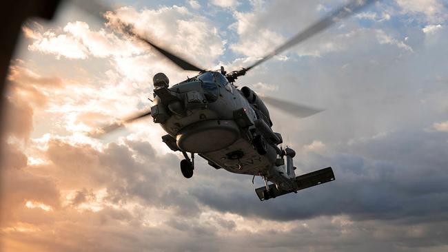 An ADF spokesman said the specific aircraft flying over the Far North had not been confirmed, but said it was in relation to the Tailsman Sabre training. Picture here aMH-60R helicopter, ‘Nomad’, departs for an air warfare serial, during Exercise Talisman Sabre 2021. Picture: ADF