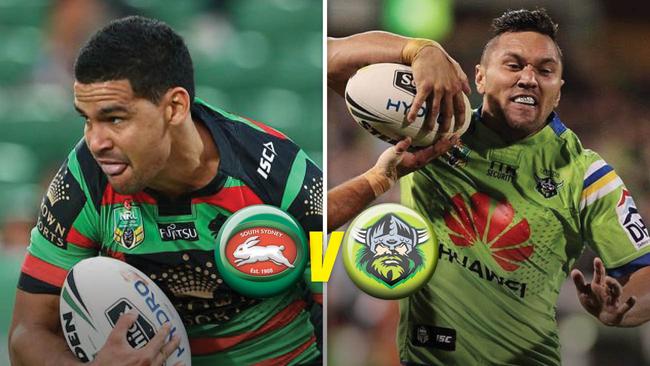 The Rabbitohs face a tough task up against the Raiders.