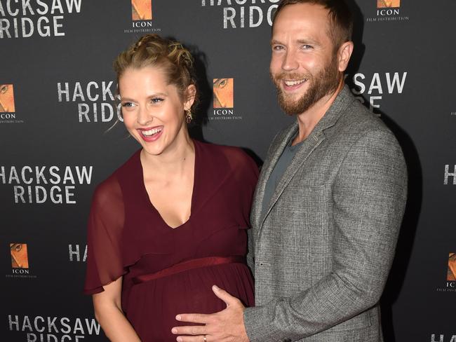 Palmer with husband Mark Webber at the Australian premiere of Hacksaw Ridge. Picture: Paul Miller