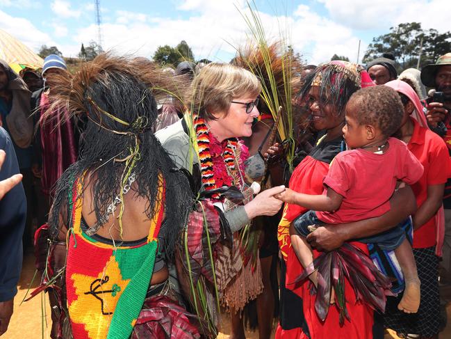 Defence Minister Senator Linda Reynolds meets locals. Picture Gary Ramage