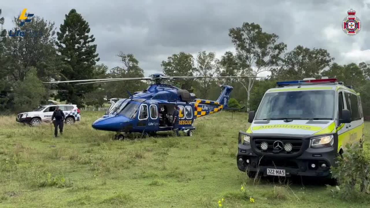 A man has been flown to hospital on Tuesday afternoon after a ute and motorcycle collided.