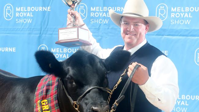 Melbourne Royal Show, Flemington,  Ian Robson, from Adelong with Grand Champion Female Angus,   Picture Yuri Kouzmin