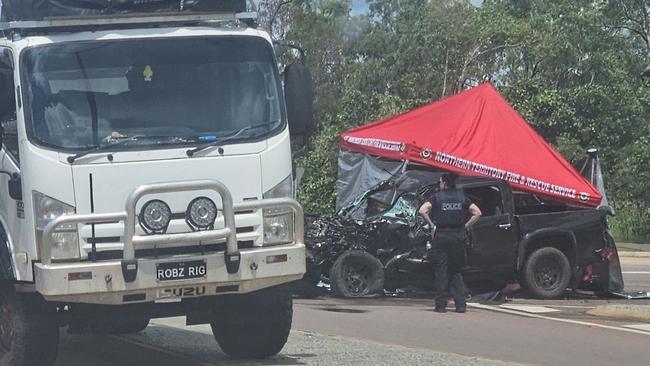NT Police have confirmed the 77-year-old driver of a utility vehicle has lost his life after a horror two-vehicle collision on the Stuart Highway at Palmerston. The Romanes’ truck is on the left.