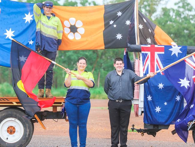 The Australia  Day ute run is back, with Corey Marsh, Nicole Hamilton and Chris Gill ready to go for the iconic charity event.Picture: Glenn Campbell