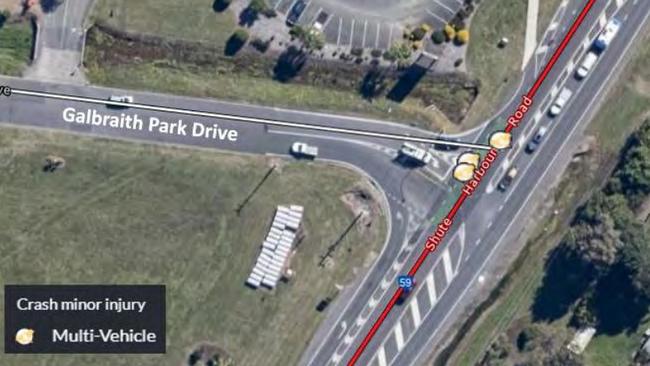 The intersection between Shute Harbour Rd and Galbraith Park Dr has been the site of three hospitalisations as the result of traffic incidents. Picture: Traffic Impact Assessment submitted to Whitsunday Regional Council