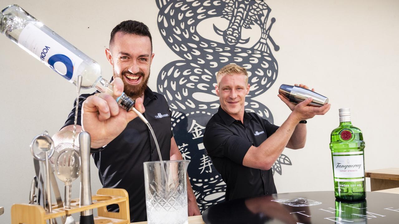 Jack Lee (left) and Dylan Edwards are excited for their new business, The Barmen, bringing their talents behind the bar to a mobile audience. Picture: Kevin Farmer