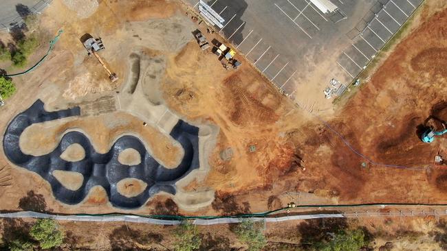 An aerial view of the Gracemere pump track while under construction.